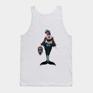 Mermaid With La Muerte Mask For Halloween Tank Top